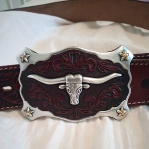Justin Longhorn leather belt